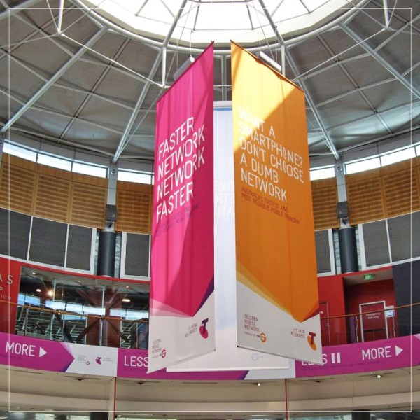 Indoor hanging banner